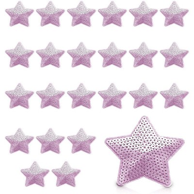 Bright Creations 24-Pack Pink Sequin Star Iron On Patches for Jeans, Sew On Applique (3.3 x 3.3 in)