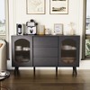 Fluted Glass Sideboard Buffet Cabinet with Drawers, Storage Cabinet for Kitchen Dining Room Living Room, Black - 2 of 4