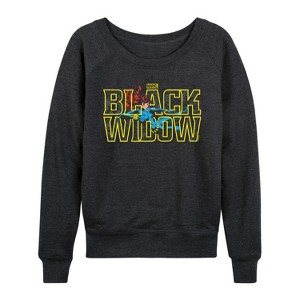 Women's - Marvel - Black Widow Type Lightweight French Terry Wide Neck Long Sleeve Shirt - 1 of 4