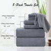 8 Piece Oversized Gray Bath Towel Set - 2 Extra Large, 2 Hand, 4 Washcloths - 600GSM Soft, Absorbent, Quick Dry for Bathroom, Hotel, Spa - 3 of 4