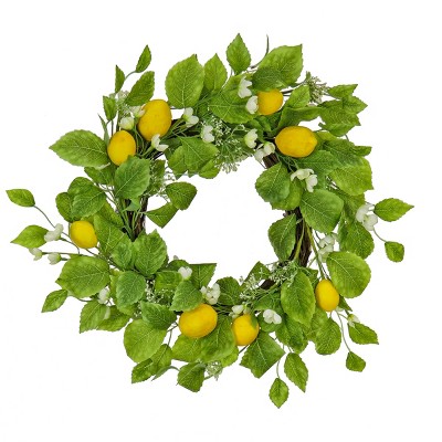 Scott Living 24 Faux Lemons & Roses SpringWreath ,Yellow