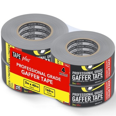 Tape Plus Bulk Gaffer Tape 4 Pack - 2in x 40 Yards (120 Feet Per Roll) Black Tape - Used for Gaff Tape, Duct Tape & More!