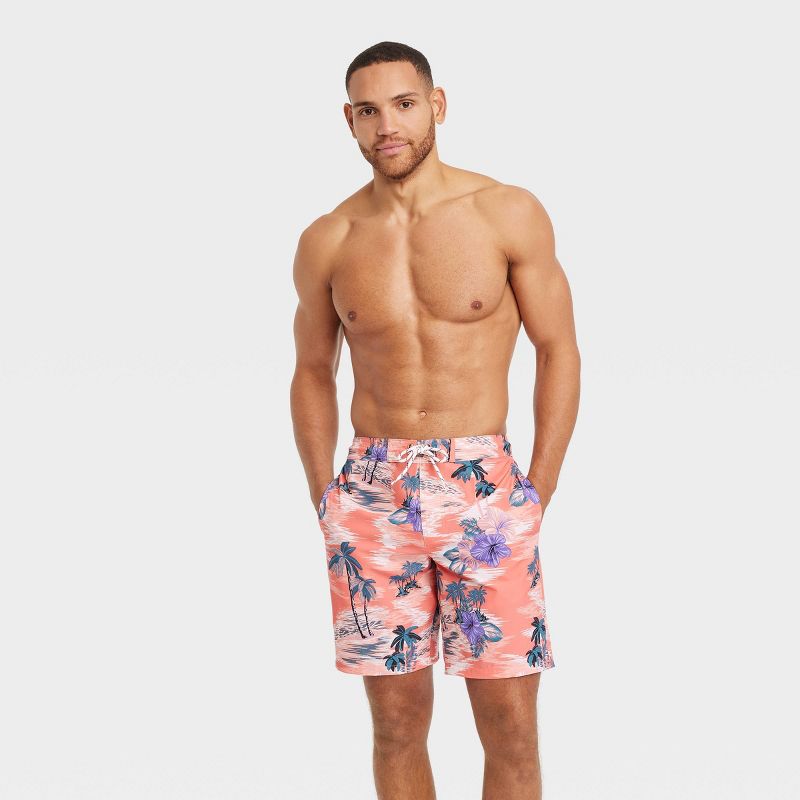 Men's 9" Floral Print Board Swim Shorts - Goodfellow & Co™ Pink, 4 of 5