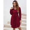 Clearlove Women's Satin Shirt Dress Leopard Print Long Sleeve Button Down Dresses with Belt - 2 of 4