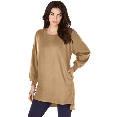 Roaman's Women's Plus Size Blouson Sleeve High Low Sweatshirt