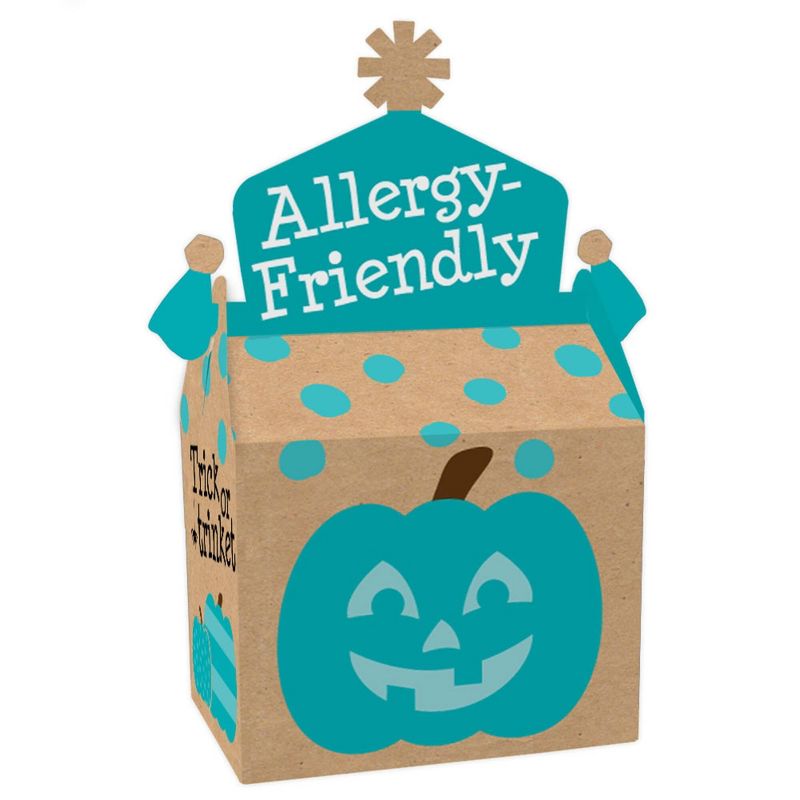 Big Dot of Happiness Teal Pumpkin - Treat Box Party Favors - Halloween Allergy Friendly Trick or Trinket Goodie Gable Boxes - Set of 12, 1 of 7