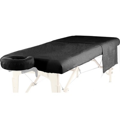 Royal Massage Deluxe Flannel 3pc Sheet Set - Face Cover, Fitted and Flat Sheet - Black