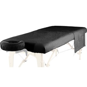 Royal Massage Deluxe Flannel 3pc Sheet Set - Face Cover, Fitted and Flat Sheet - Black - 1 of 4