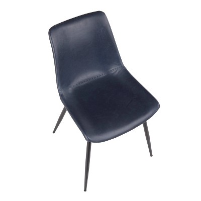 High Blue Faux Leather Upholstered Metal Side Chair