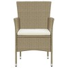 vidaXL 4X Patio Dining Chairs - Poly Rattan Beige Garden Outdoor Furniture with Steel Frame and Cushions - 3 of 4