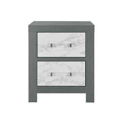 NicBex 2 Faux Marble Fronts Drawer Dresser,Modern Chest of Drawers with Handles for Bedroom,Living Room,Office,Entryway,Gray