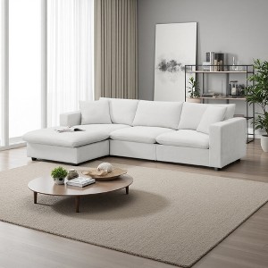 101" L-Shaped Sectional Sofa with Ottoman & Pillows - 1 of 4