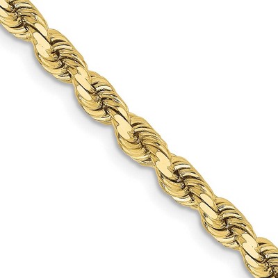 Black Bow Jewelry 3.75mm 10K Yellow Gold Diamond Cut Solid Rope Chain Bracelet