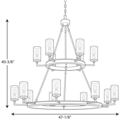 Gresham Graphite Steel 15-Light Taper Candle Chandelier