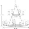 Progress Lighting Gresham 15-Light Chandelier, Steel, Graphite Finish, Seeded Glass Shades - 3 of 4