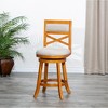 Hardwood X-Back Counter Height Swivel Stool with Upholstered Seat and Metal Footrest Plates for Living Room - 3 of 4