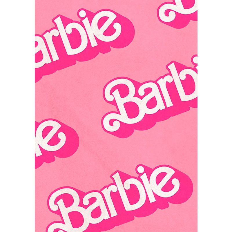 Mattel Barbie Logo On Repeat Soft Cuddly Plush Fleece Throw Blanket Wall Scroll Pink, 3 of 4