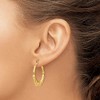 Black Bow Jewelry 4mm x 26mm 14k Yellow Gold Hollow Bamboo Inspired Hoop Earrings - 3 of 4