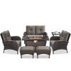 Buenhomino 7pcs Outdoor Patio Furniture Set with Fire Pit Table, Rattan Wicker Loveseat Glider Sets with Ottomans, High back Chairs and Coffee Table - 2 of 4