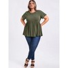 GRACE & GRANDEUR Women's Plus Size 2 Pcs Set Floral Eyelet Embroidery Tops and V Neck 3/4 Sleeve Blouses - 2 of 4