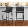 HomeRoots Set of Two 30" Black Faux Leather And Steel Bar Height Bar Chairs - 2 of 4