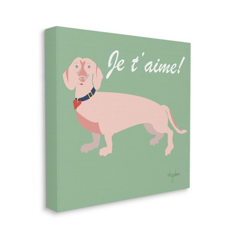 Stupell Industries Je T Aime French Phrase With Pink Dachshund Target