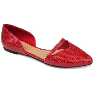Journee Collection Womens Braely Slip On Pointed Toe Ballet Flats Red 8 ...