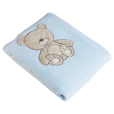 Slickblue Lovely Bear Kids Throw Blanket - Soft Polar Fleece, Embroidered Applique, Decorative, 30.7" x 39.4"