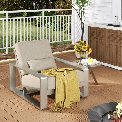 Modern Aluminum Patio Club Chair with Cushion,Rust Resistant Outdoor Accent Chair,Lounge Armchair Garden or Balcony-Cuddlewood