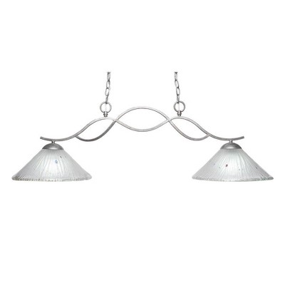 Toltec Lighting Revo 2 - Light Island Pendant Light in  Aged Silver with 12" Frosted Crystal Shade