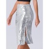 Allegra K Women's Glitter Side Slit High Waist Party Midi Sequin Skirt - 2 of 4
