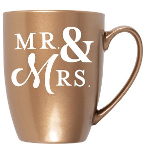 Elanze Designs Mr & Mrs Bronze 10 ounce New Bone China Coffee Cup Mug - 1 of 4