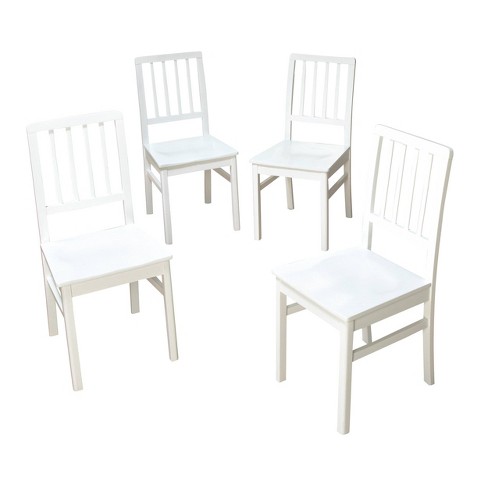Set Of 4 Camden Wood Slat Back Dining Chairs White - buylateral : Target