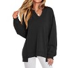 Women Striped Sweatshirts Oversized V Neck Long Sleeve Shirts Pullover Top 2025 Fall Outfits Fashion Clothes - 3 of 4