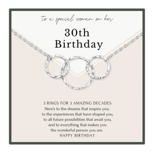 HOPE LOVE SHINE 30th Birthday Necklace 3 Ring Gold Silver 3 Decades Jewelry, 30 BD Gift for Women - 1 of 4
