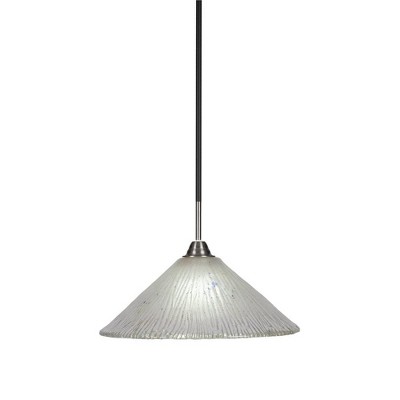 Toltec Lighting Paramount 1 - Light Pendant in  Matte Black/Brushed Nickel with 16" Frosted Crystal Shade