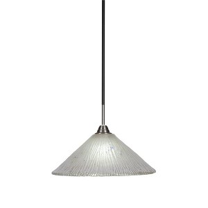 Toltec Lighting Paramount 1 - Light Pendant in  Matte Black/Brushed Nickel with 16" Frosted Crystal Shade - 1 of 1