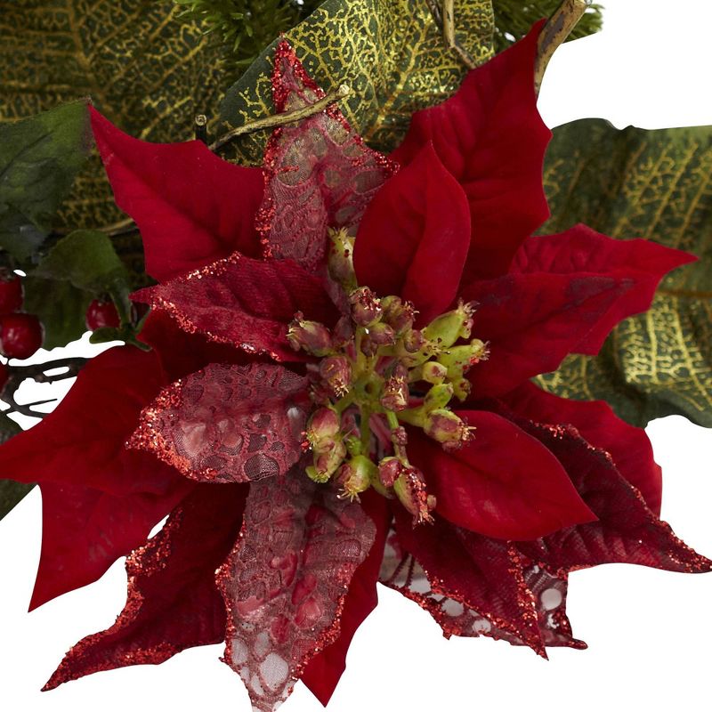 Nearly Natural Poinsettia Candelabrum, 4 of 5