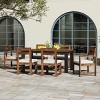 7 Piece Acacia Wood Outdoor Patio Dining Set,Patio Dining Table and 6 Chairs Set,Wood Garden Dining Table Set for 6 with Umbrella Hole-Coolbibila - 3 of 4