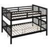Wooden Full over Full Bunk Bed with Safety Guardrail and Sturdy Ladder for Bedrooms Guest Rooms Dorms - 4 of 4
