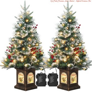 3 Ft Pre-Lit Artificial Christmas Tree w/ Warm White Lights - Effortless Assembly for Home and Office Holiday Decorations | Christmas Trees - 1 of 4