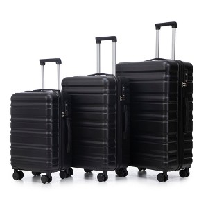 Gulches 20"/24"/28" 3 pcs/set in ABS Spinner Wheel Luggage, Carry on Suitcase, Matching Color, TSA Combination Lock (Black) - 1 of 4