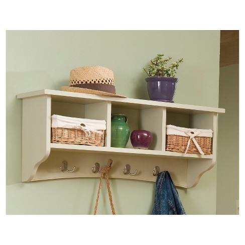 Woodbury Wall Shelf With Cubbies And Hooks Woodgrain - Riverridge Home :  Target