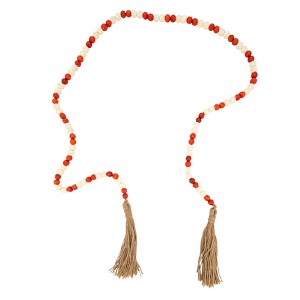 Saro Lifestyle Rustic Charm Wood Beaded Garland, 72", Orange - 1 of 1