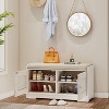 KTMBDW 28.74" Shoe Storage Bench with 2 Door Cabinet & Padded Seat Cushion, Shoe Cabinet, Shoe Bench Shoe Organizer for Entryway, Hallway, White - 3 of 4
