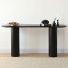 60" Narrow Console Table,Modern Wood Console Table With Double Pedstal,Grain Paper Console Table for Entryway,Living Room-Tanpinhause - 4 of 4