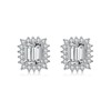 Guili Sterling Silver Rhodium Plated Clear Emerald and Round Cubic Zirconia Halo Stud Earrings, a True Reflection of Sophisticated Style - 3 of 3