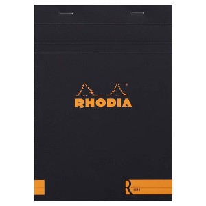 Rhodia "R" Premium Stapled Notepad - Blank 70 sheets - 6 x 8 1/4 - Black cover - 1 of 4