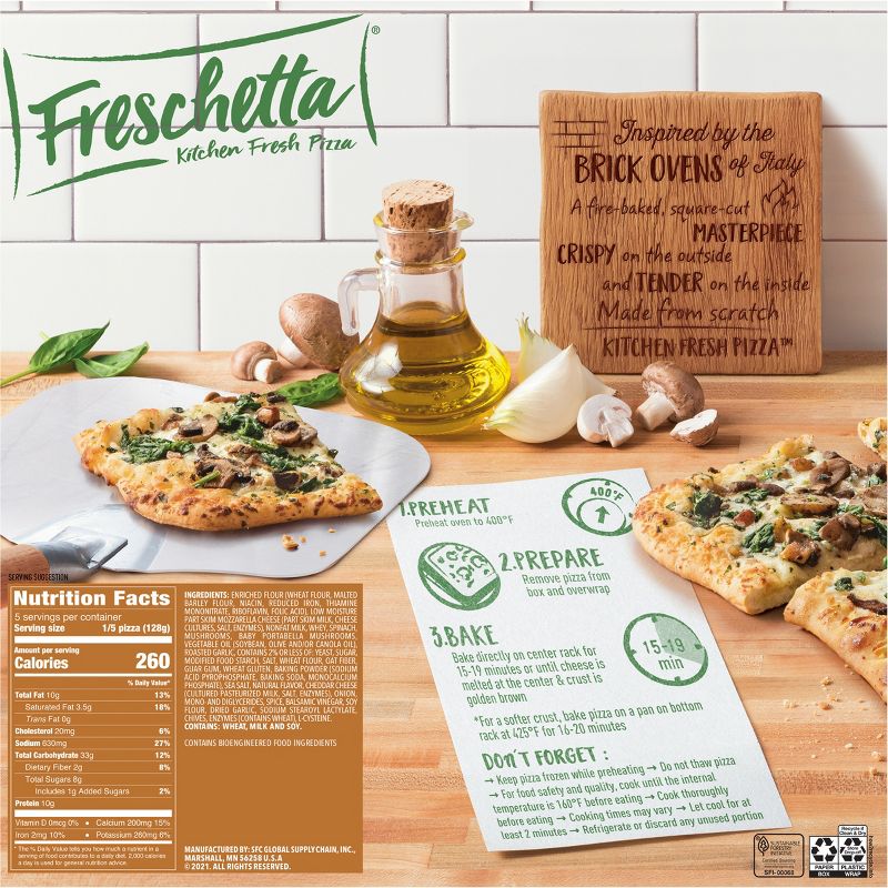Freschetta Brick Oven Crust Spinach &#38; Roasted Mushroom Frozen Pizza - 22.52oz, 5 of 9