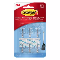 Command Small Sized Wire Decorative Hooks Clear